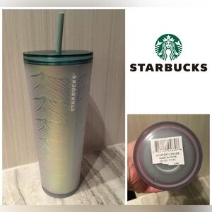🆕STARBUCKS - NWT - FROSTED TEAL MERMAID SIREN FIN / TAIL 24OZ COLD CUP TUMBLER